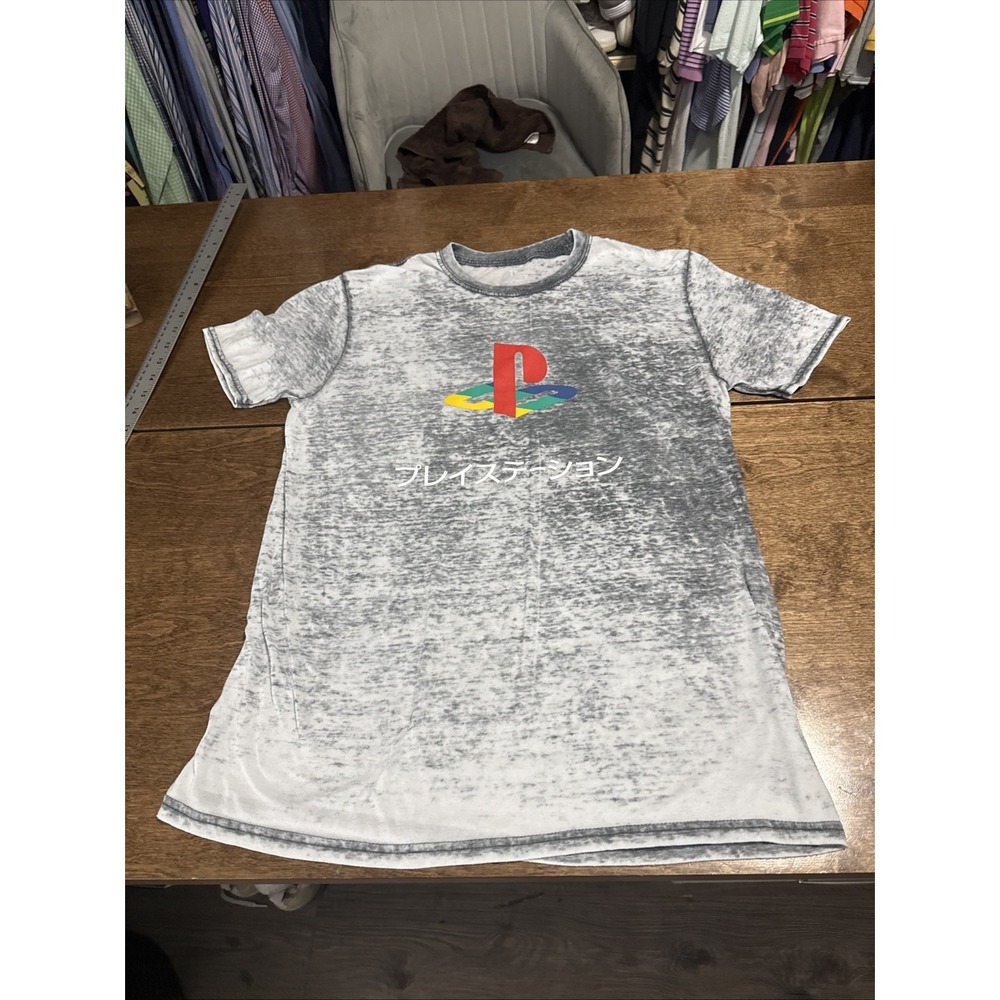 PlayStation Sony Logo Japanese Kanji Gamer Adult Medium T-Shirt